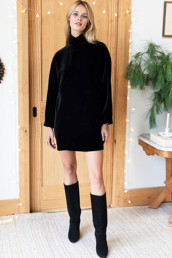 Emerson Fry Black velvet edie dress found at Patricia in Southern Pines, NC