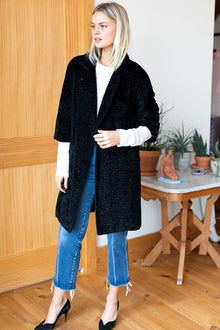  Emerson Fry Black Faux Persian Lamb Coat
