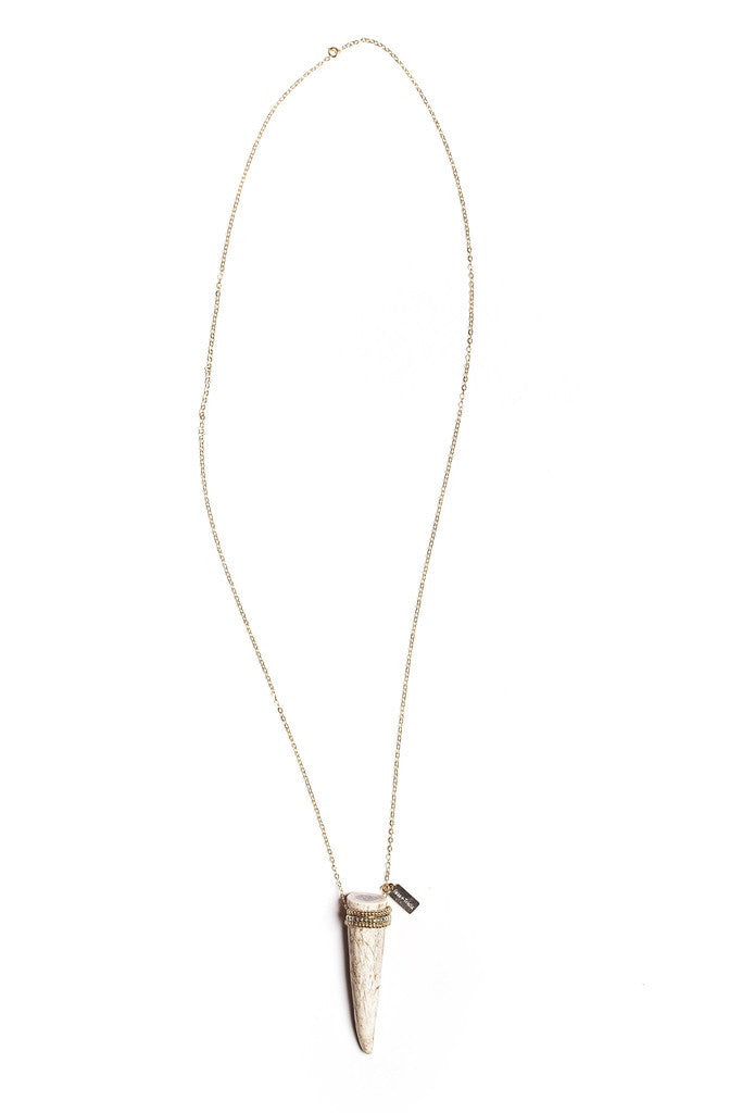 Tess + Tricia Mixed Metal Beaded  Antler Tip Necklace