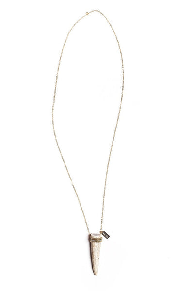 Tess + Tricia Mixed Metal Beaded  Antler Tip Necklace