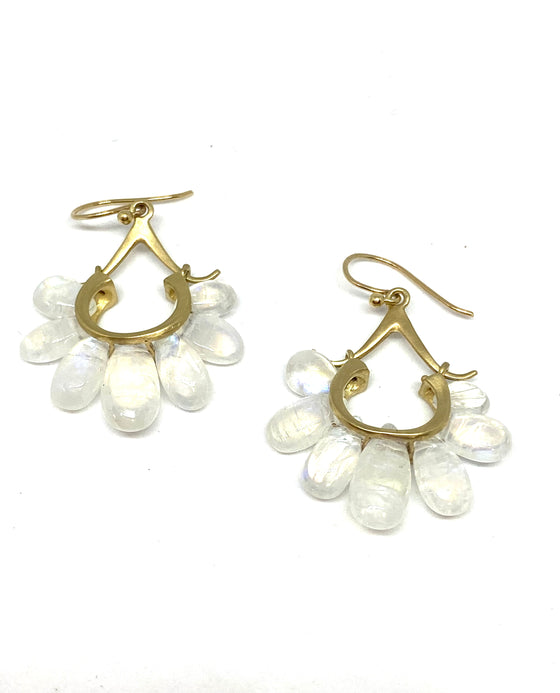 Rachel Atherley Small Peacock Earrings in Rainbow Moonstone