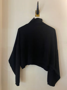  Cashmere Swing Mock Neck Sweater Black