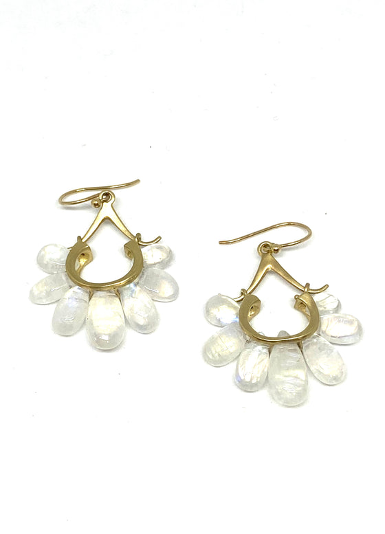 Rachel Atherley Small Peacock Earrings in Rainbow Moonstone