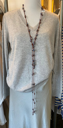  Brazeau Tricot Sterling/Pool High V Neck Cashmere Sweater
