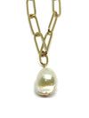 Nathan & Moe Oval Link Gold Filled Chain with Baroque Pearl