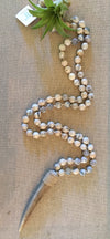 T. Marie Hand knotted White Agate and Antler Necklace