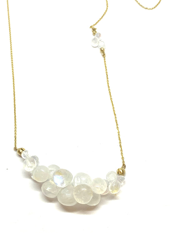 Rachel Atherley Caviar Eternity Necklace with Rainbow Moonstone