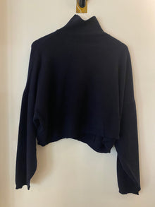  Cashmere Swing Mock Neck Sweater Navy