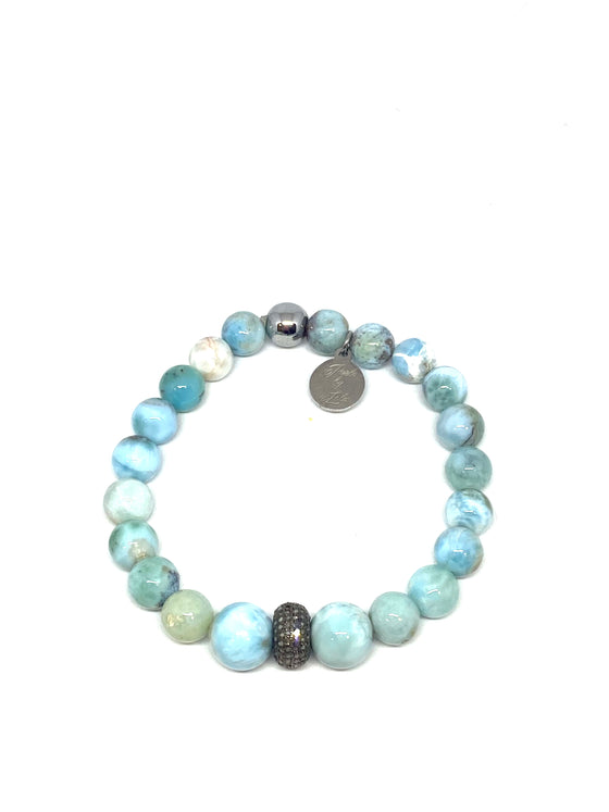 Perle by Lola pave diamond and Larimar bracelet found at Patricia in southern pines, nc