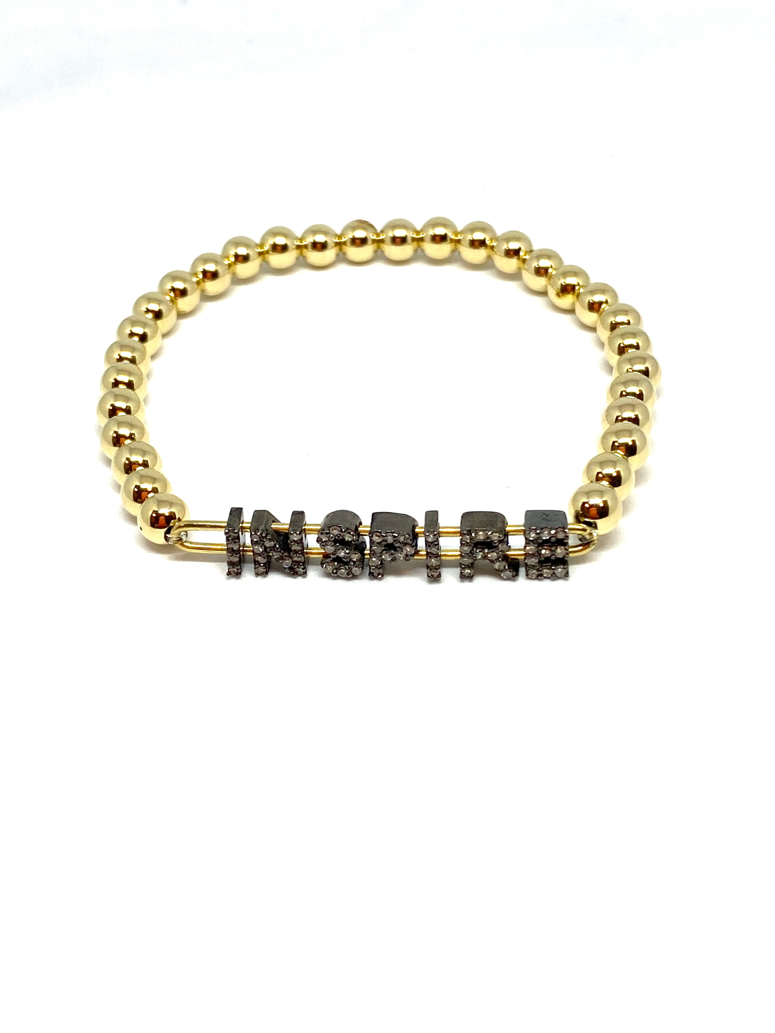 Nathan and moe inspire ID Bracelet with 5mm gold filled beads found at Patricia in Southern Pines, NC