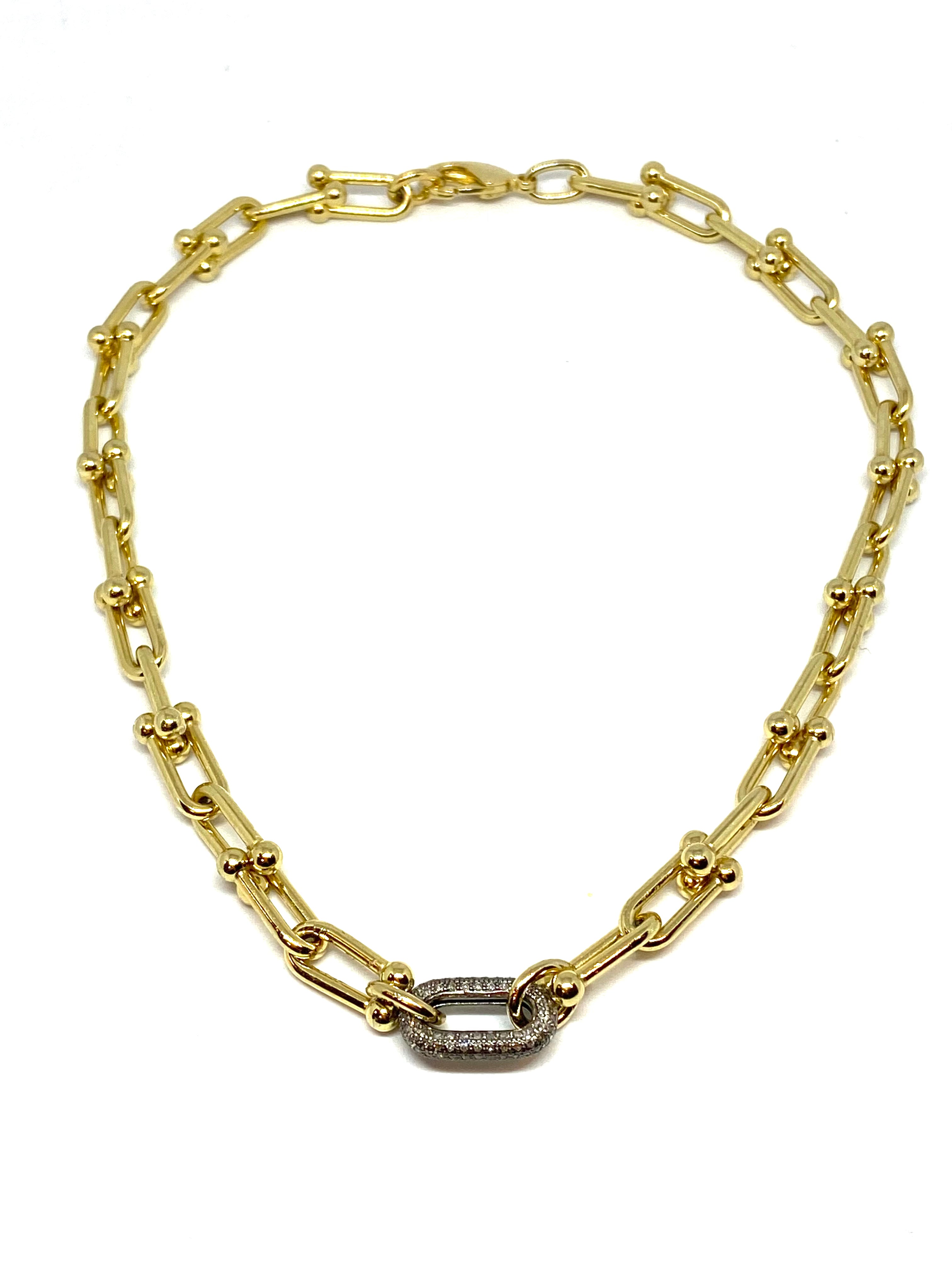Nathan & Moe Gold Filled Chunky Chain with an Oxidized Diamond Link