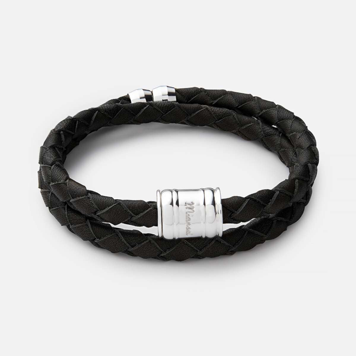 Miansai Black Braided leather Bracelet with Sterling Closure