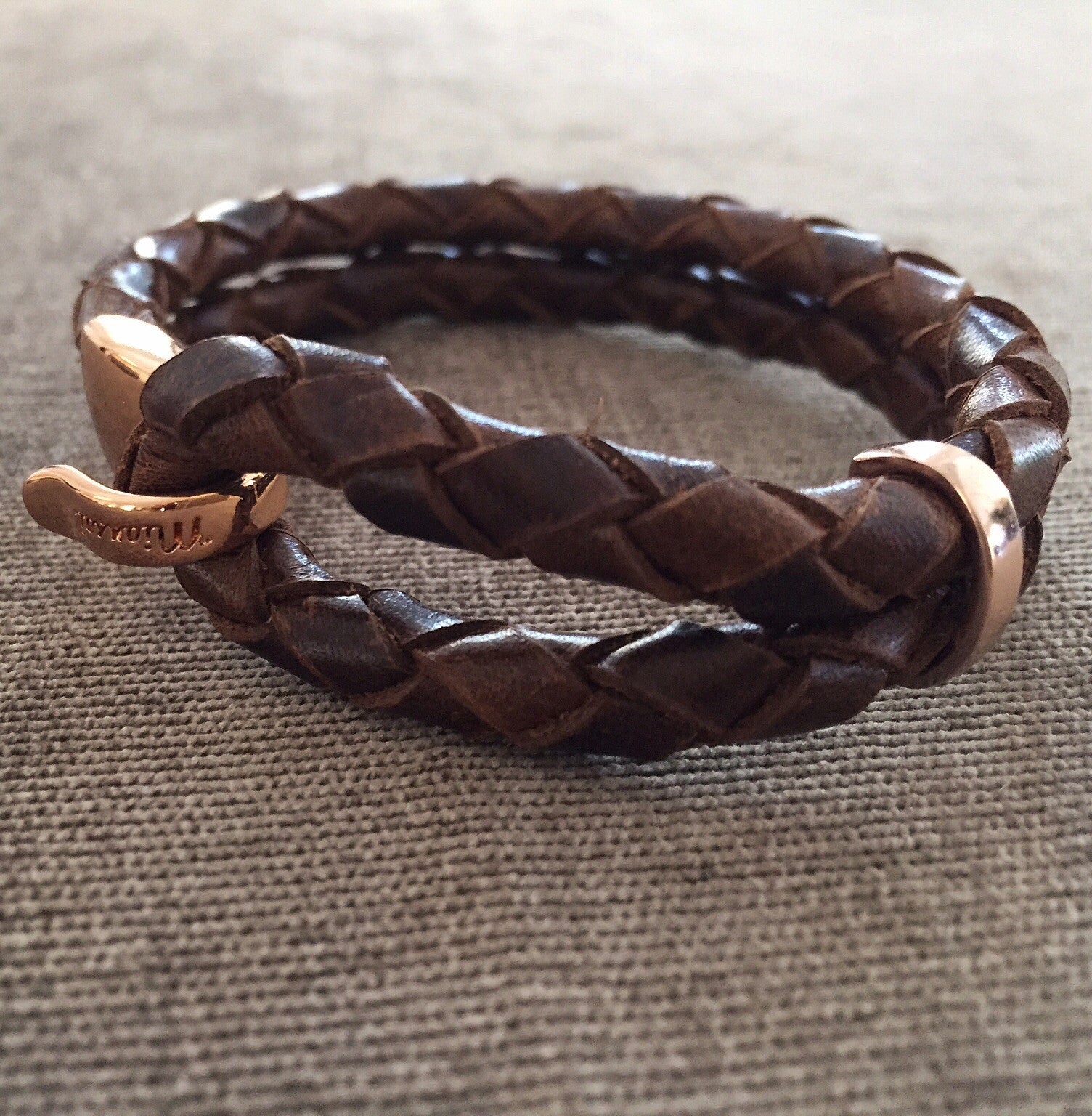 Miansai Beacon Leather Bracelet Rose Gold