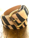 W. Kleinberg Safari Zebra Hair Calf Belt with Gold Horn Buckle