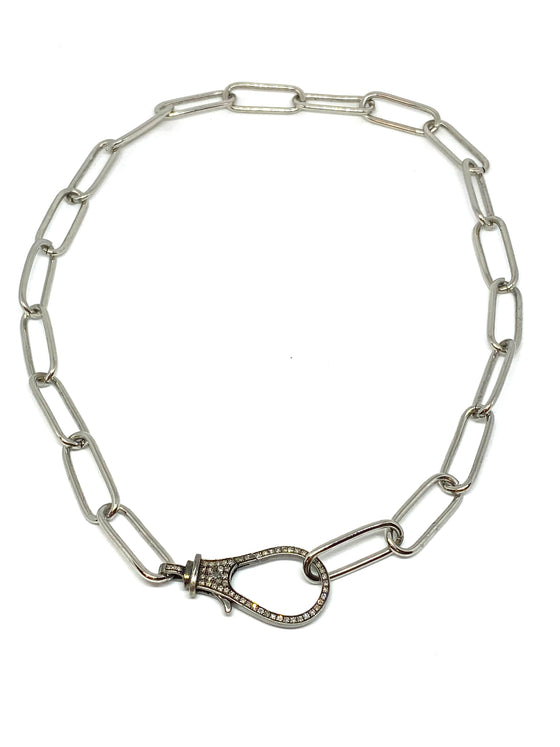 Nathan and moe long silver link necklace found at Patricia in southern pines, nc