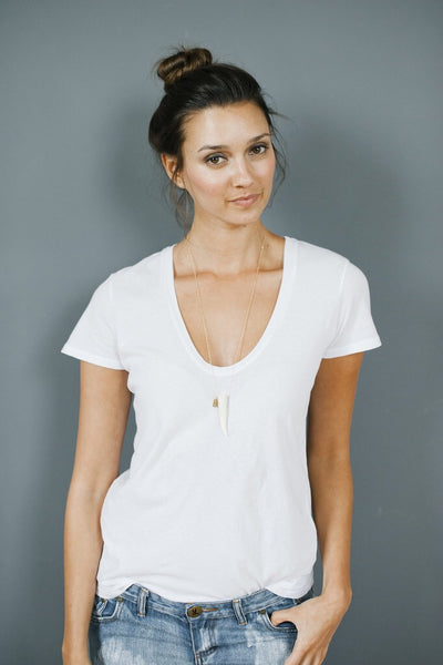 Tess + Tricia Classic Unembellished Antler Tip Necklace with Tassel