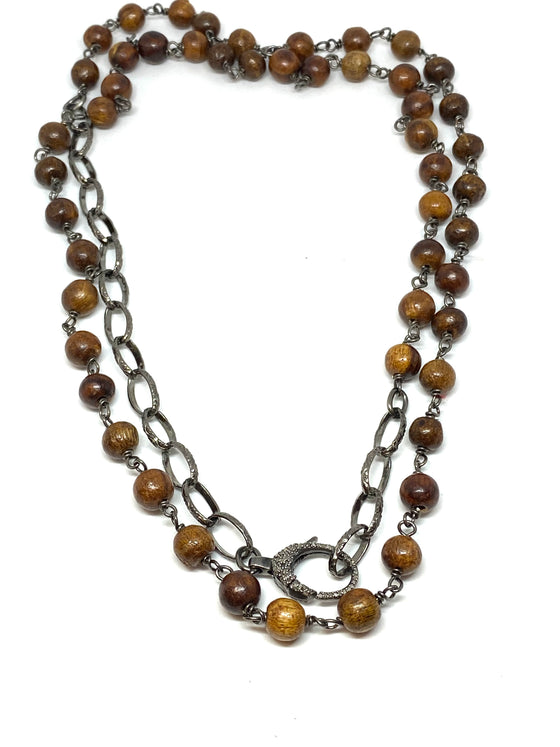 Nathan and moe medium wood bead necklace fund at Patricia in southern pines, nc