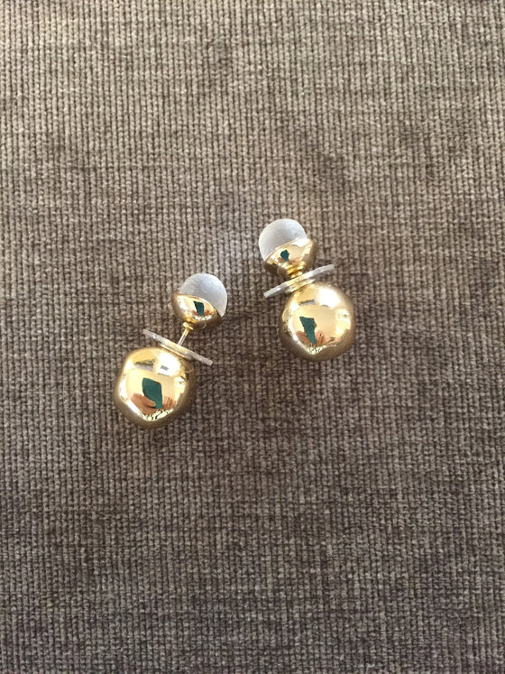 Alexis Bittar 2 Sphere Lucite and Gold Earrings