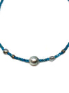 Nathan & Moe 3mm Apatite Bead Necklace with Tahitian Pearls and Oxidized Diamond Rondells