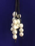 Brown Leather and Pearl Lariat