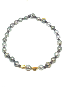  Perle by Lola Tahitian Pearl Choker with Two Small Gold Nuggets