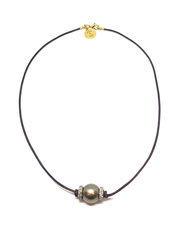 perle by Lola Tahitian pearl choker with pave rondelles found at Patricia in southern pines, nc