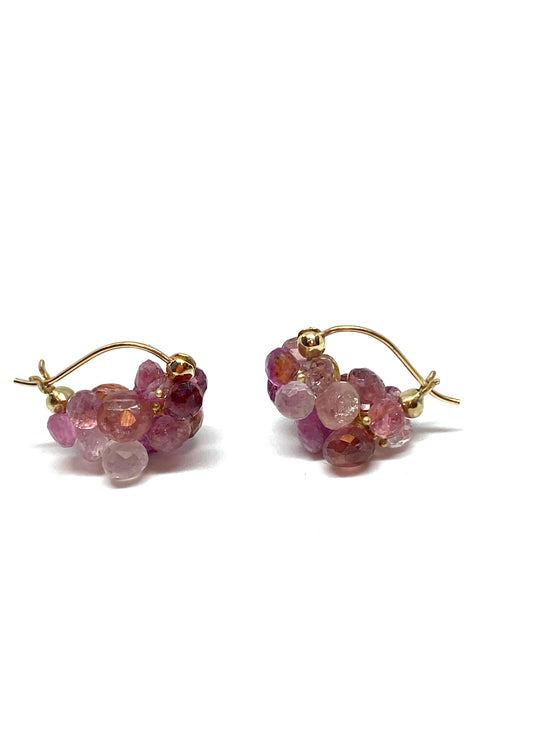 Rachel Atherley Cloud Huggie Earrings in Pink Tourmaline