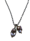 Nathan and moe oxidized chain with two baroque pearls accented with diamond bales found at patricia in southern pines, nc