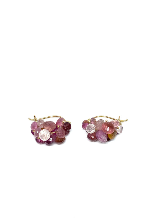 Rachel Atherley Cloud Huggie Earrings in Pink Tourmaline