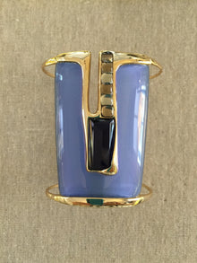  Alexis Bittar Liquid Metal Cuff with Cabochon and Baguettes