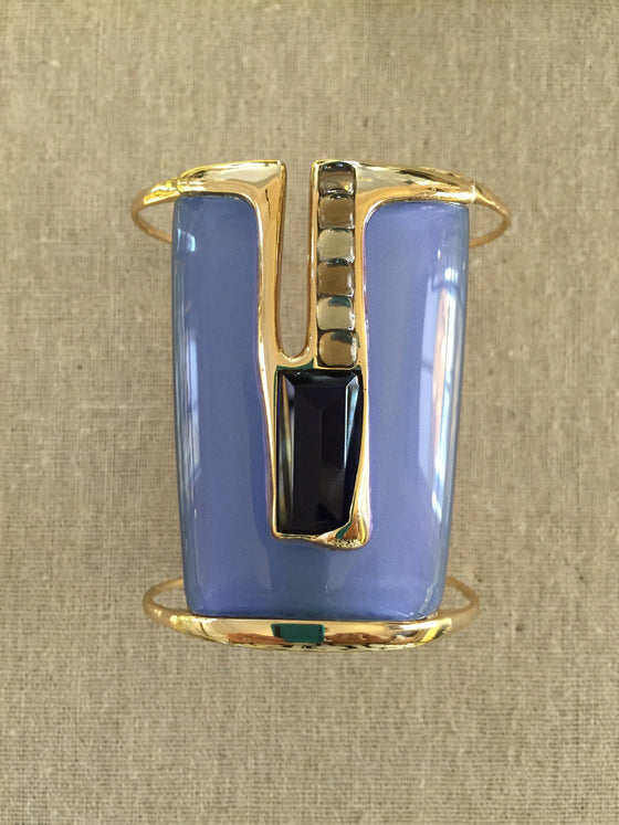 Alexis Bittar Liquid Metal Cuff with Cabochon and Baguettes