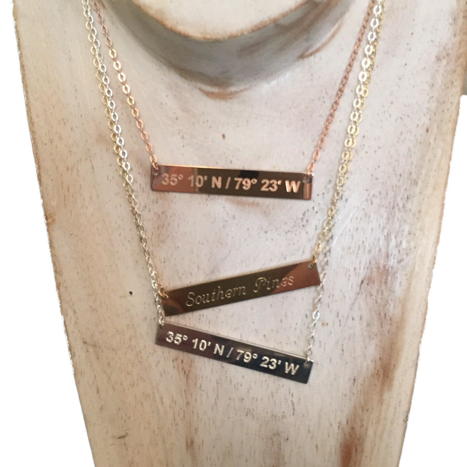 Lat & Lo | Bar Necklace 14k Rose Gold Filled