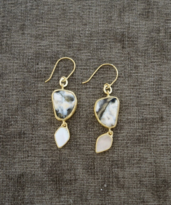 Heather Benjamin | Handmade Ocean Jasper Earring with Mother of Pearl Drop