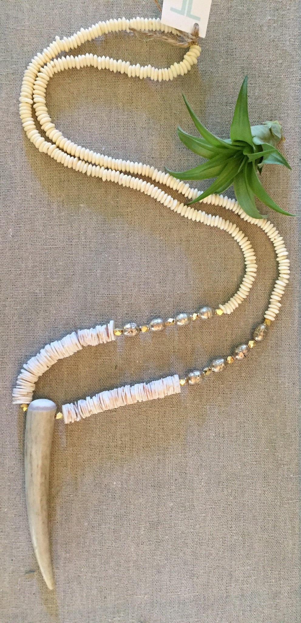T. Marie White Bone, shell and Antler Necklace