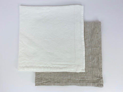 LinenCasa Stonewashed Napkin White with Dot Hemstitch