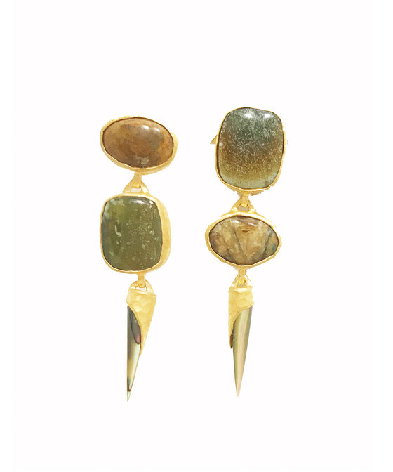 Heather Benjamin Asymmetrical Ocean Jasper Earrings