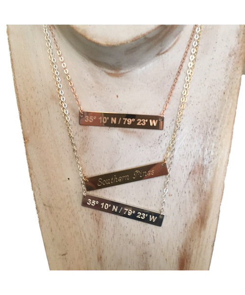 Lat & Lo | Bar Necklace Sterling Silver