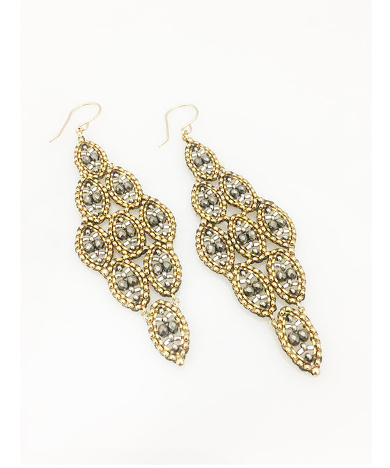 Miguel Ases Pyrite and Miyuki Seed Bead Earring