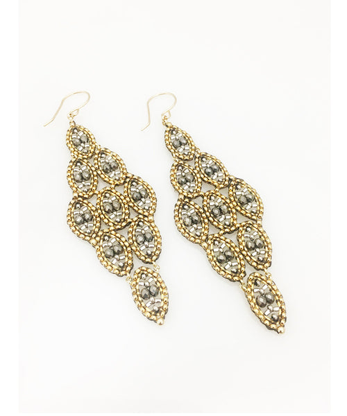 Miguel Ases Pyrite and Miyuki Seed Bead Earring