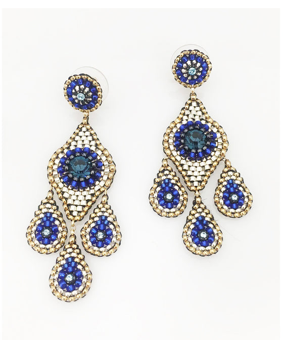 Miguel Ases Swarovski, Silver and Miyuki Seed Bead Earring