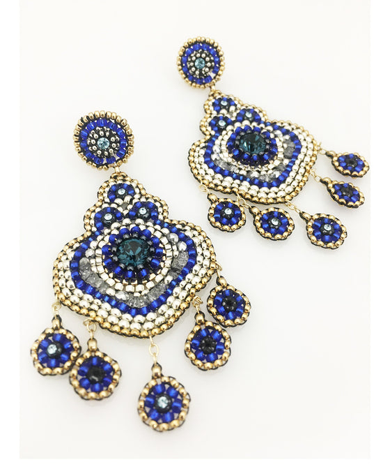 Miguel Ases Swarovski, Silver and Miyuki Seed Bead Earring