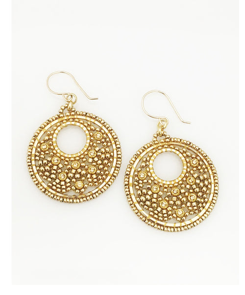 Miguel Ases Swarovski and Gold Miyuki Seed Bead Earring