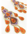 Miguel Ases Swarovski, Amethyst and Fire Opal Earring