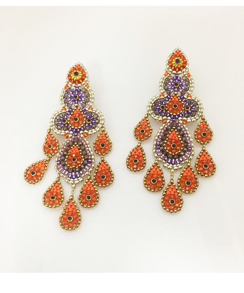 Miguel Ases Swarovski, Amethyst and Fire Opal Earring