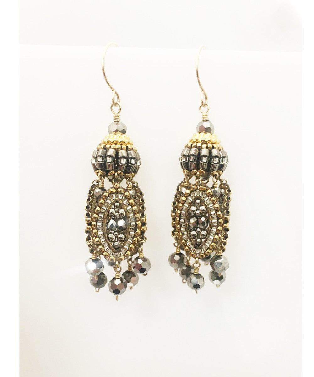 Miguel Ases Pyrite and Miyuki Seed Bead Earring
