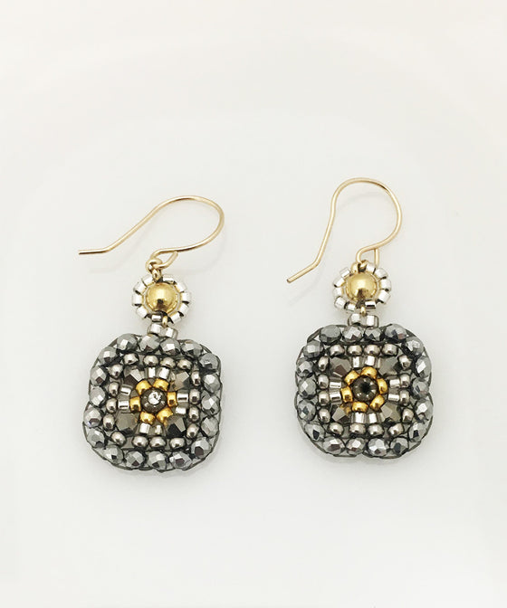 Miguel Ases Pyrite, Swarovski and Miyuki Seed Bead Earring