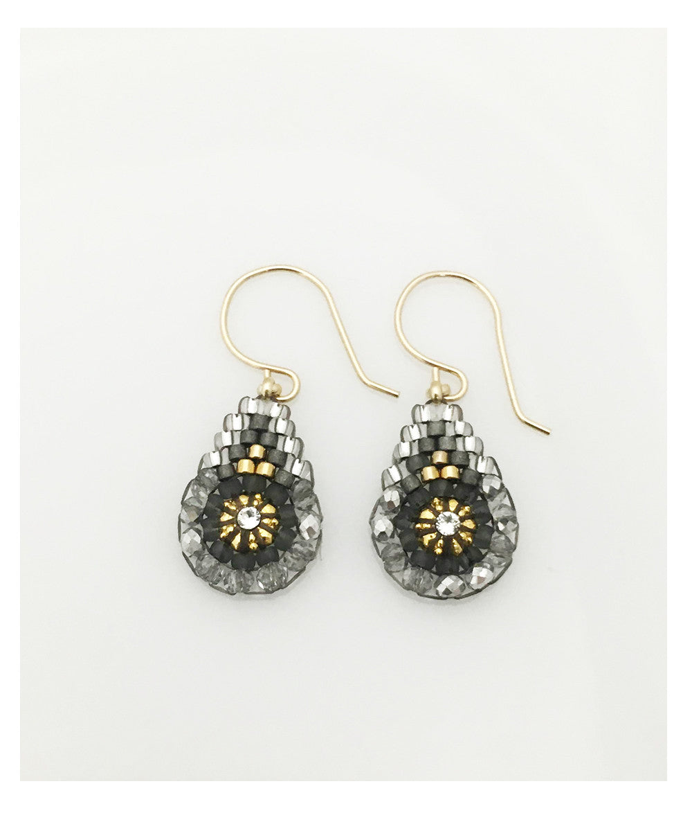 Miguel Ases Pyrite, Swarovski and Miyuki Seed Bead Earring