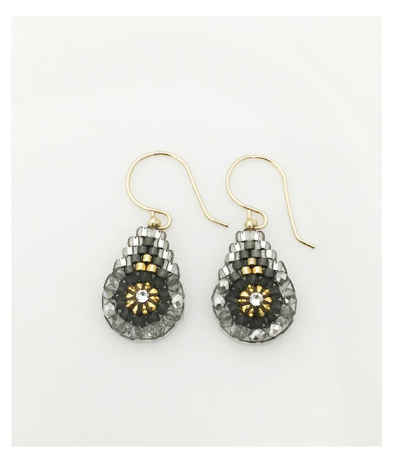 Miguel Ases Pyrite, Swarovski and Miyuki Seed Bead Earring