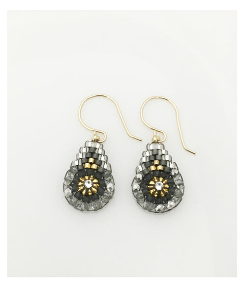Miguel Ases Pyrite, Swarovski and Miyuki Seed Bead Earring
