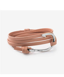  Miansai Hook on Leather Bracelet Silver Plated, Salmon